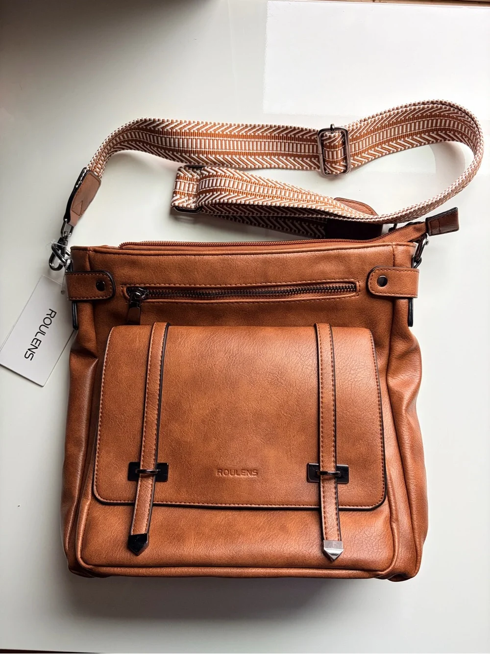 NWT brown Roulens Vegan Leather crossbody purse bag satchel - Picture 4 of 14